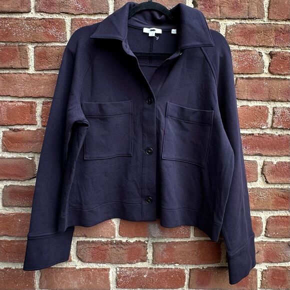 VINCE $345 Cotton Blend Chore Jacket Coastal Blue women's Large NEW - Picture 2 of 12